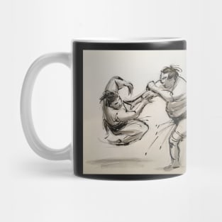 Sumo #7 - Sumo wrestlers ink wash painting on paper Mug